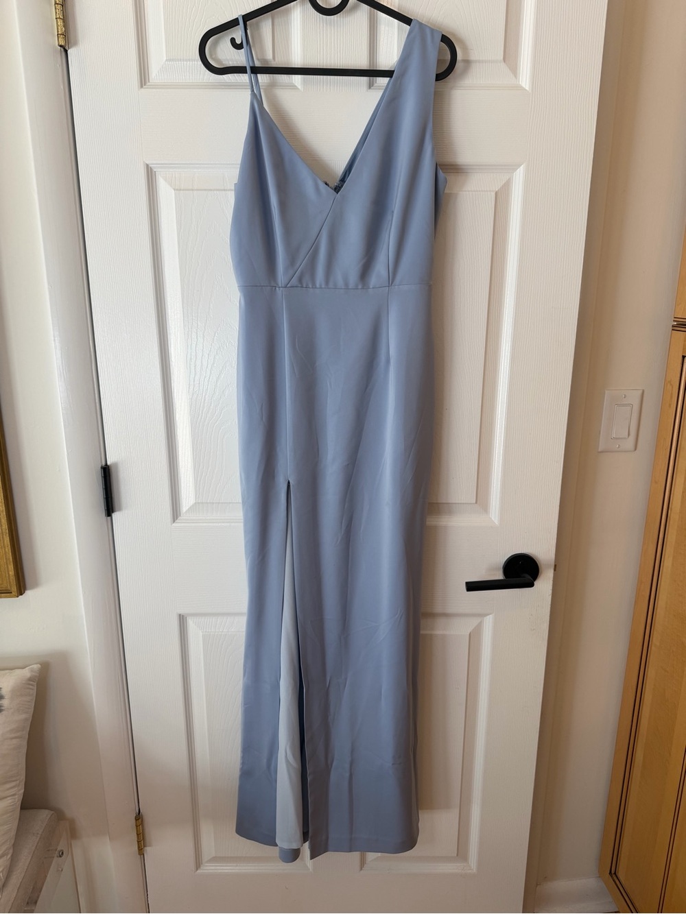 NBD Revolve Elegant Light Blue Slip Dress with Front Slit